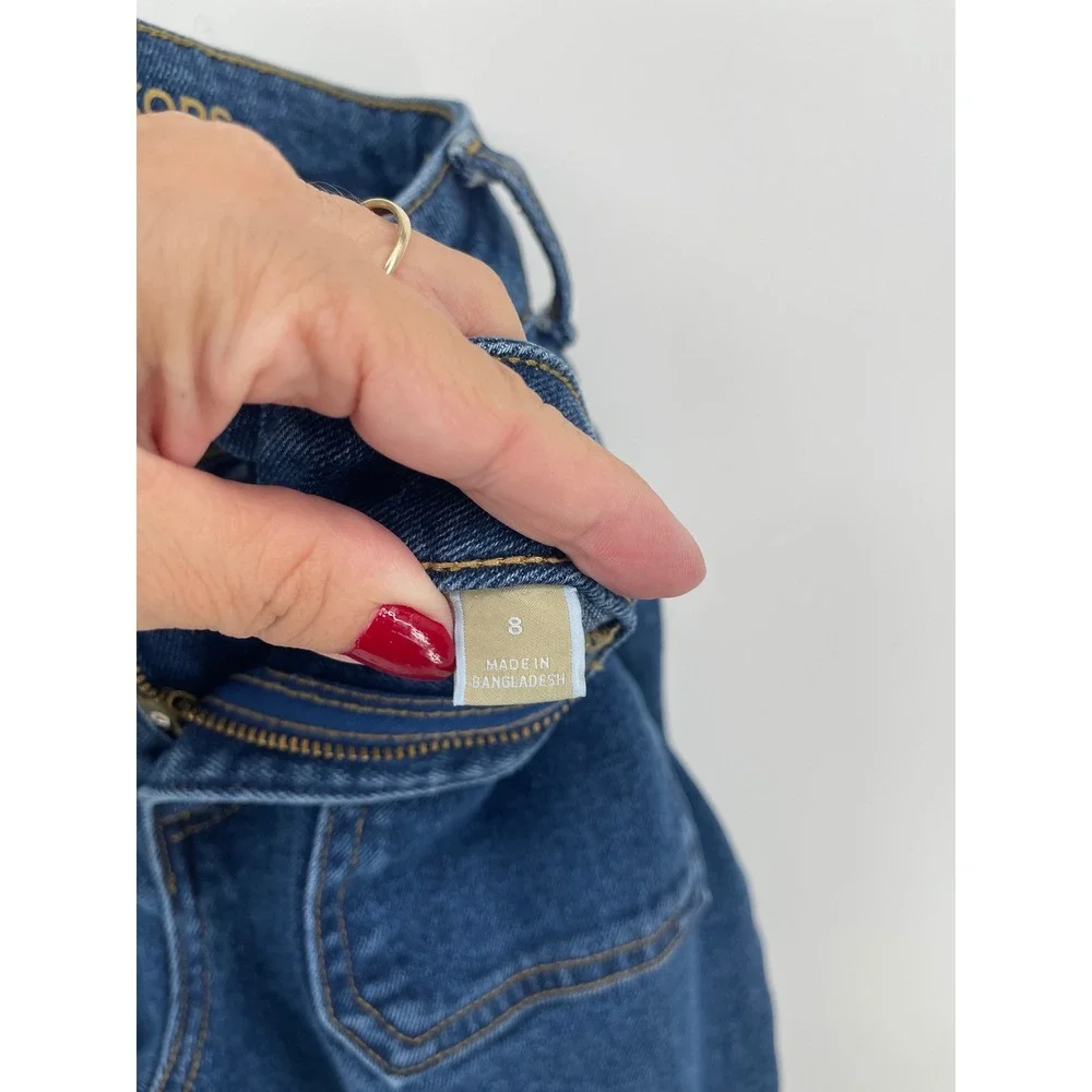 Michael Kors Womens Size 8 Blue Denim Cropped Sailor Jeans Gold Button Pockets